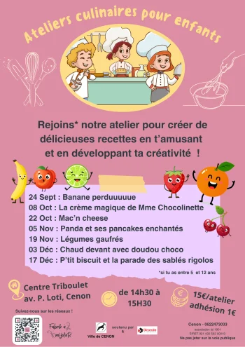 Le programme pour les ateliers des enfants, dernier trimestre 2025